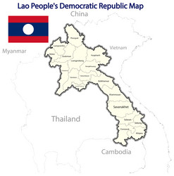 laos map of the country with flag vector image