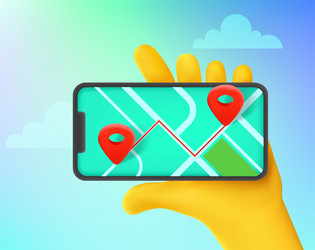 man holding smartphone with navigation vector image