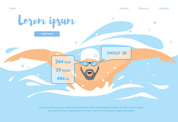 swimmer character in rubber hat and smart glasses vector