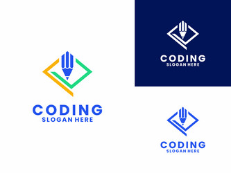 writers coding logo design modern code vector image