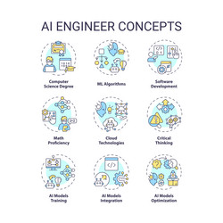 Editable thin line icon set representing ai vector