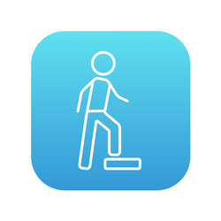 man doing step exercise line icon vector image