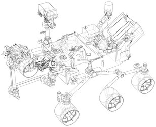 mars rover rendering of 3d vector image