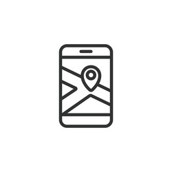 phone gps map icon in line design vector image