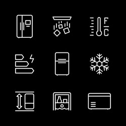 set line icons fridge vector