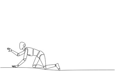 single continuous line drawing robot artificial vector image