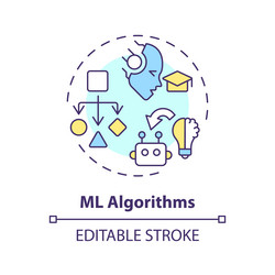 2d customizable thin line icon ml algorithms vector image