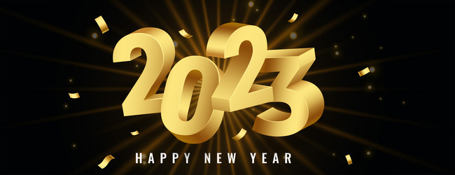 3d golden 2023 text on new year celebration banner vector