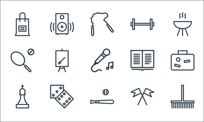 Activities line icons linear set quality vector