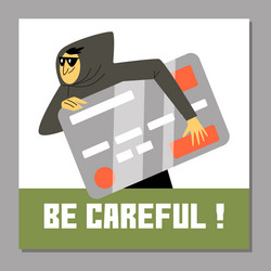 Banner warning of hacker activity and cybercrime vector