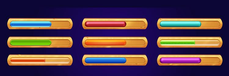 game progress bars cartoon ui elements set vector image