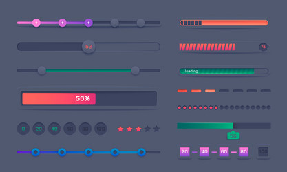 progress bar set round and square loading vector