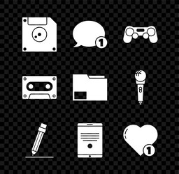 set floppy disk for computer data storage speech vector image