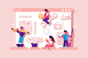 team working at web development vector image