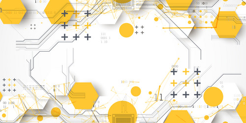 abstract circuit board background with hexagons vector image