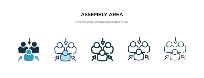 Assembly area icon in different style two vector