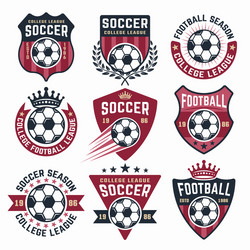 Football Emblems & Stickers Collection Vector Image