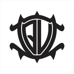 qu logo monogram isolated with frame shield shape vector image