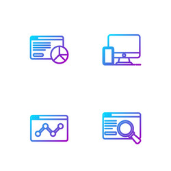 set line ui or ux design website statistic vector image