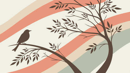 tree with bird on branch abstract nature scene vector image