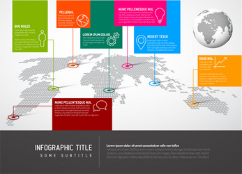 World map with pointer marks and iconsconcept vector