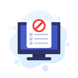 blacklist icon with computer flat design vector image