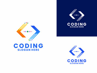 coding with fast arrow logo design vector image
