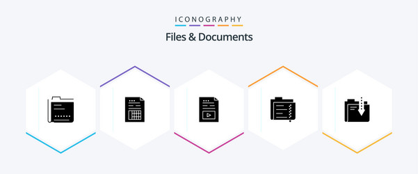files and documents 25 glyph icon pack including vector image