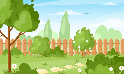 Outdoor backyard background cartoon Royalty Free Vector