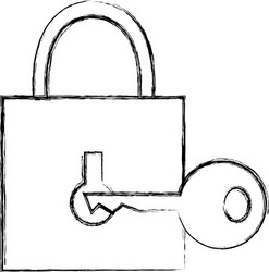 Safe secure padlock with key vector