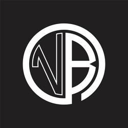 vb logo with circle rounded negative space design vector image