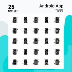 25 android app icon set 100 editable eps 10 files vector image