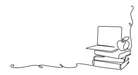 books stack with notebook and apple over corner vector image