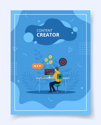 content creator edit video upload for template vector image