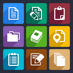 Flat Folder and Document Icons vector image