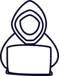 hacker with laptop line style icon design vector image