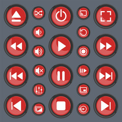 media player control buttons set vector image