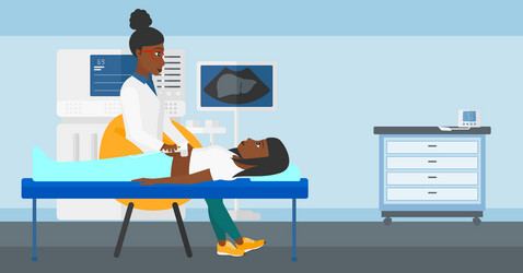 Patient under ultrasound examination vector