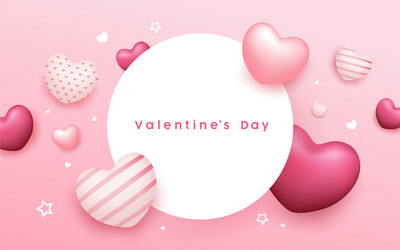 valentines day circle space balloon heart pink vector