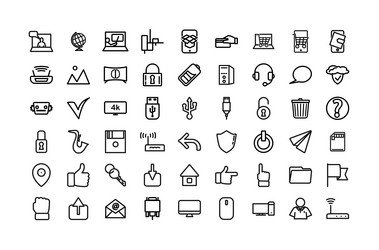 web icon set with internet social network icons vector image