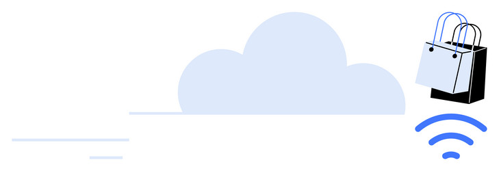 cloud computing and online shopping with wireless vector image