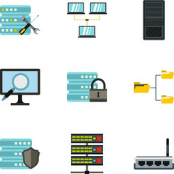 computer data icons set flat style vector image