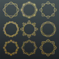 Round calligraphy golden frames vector