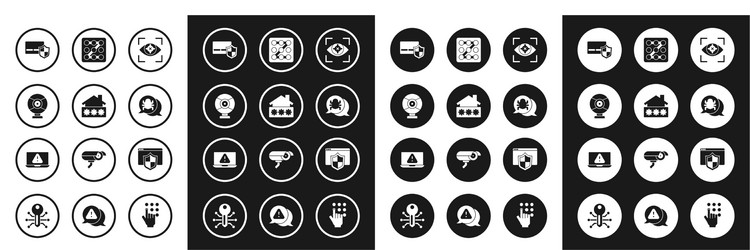 set eye scan house with password security camera vector image
