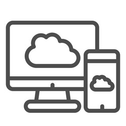 upload devices line icon cloud synchronize vector image