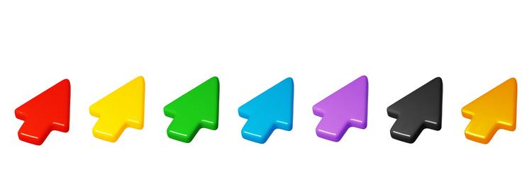 3d color mouse cursors three dimensional arrows vector image