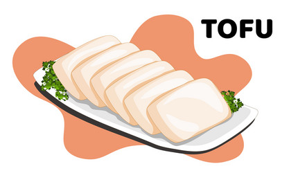 A dish cutting tofu on white background vector