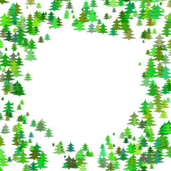 Abstract random pine tree pattern round border vector