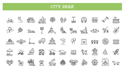 city park icons set the open plot of land vector image