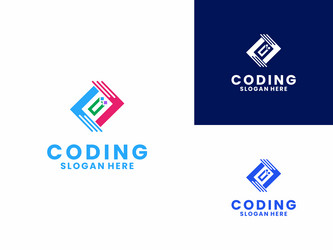 code with arrow logo design coding vector image